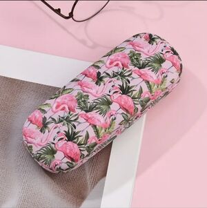 Cute Pink Flamingo Tropical Hard Eyeglass Case Sunglasses Holder NEW